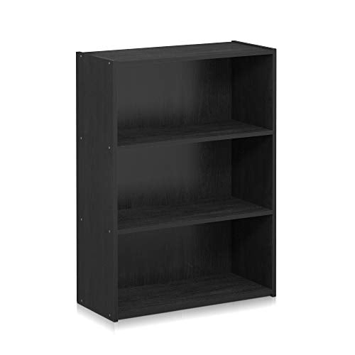 PASIR Book Shelf, 3-Tier Bookshelf, Storage Shelves Bookcase, 9.7 x 23.7 x 31.5, for Living Room, Bedroom, Home Office, Americano