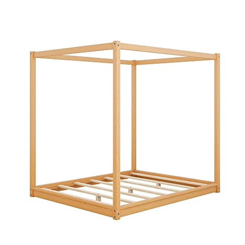 Queen Canopy Bed Wood 4 Poster Panel Beds, view 6