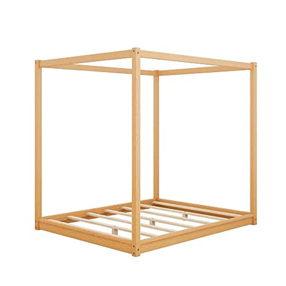 Queen Canopy Bed Wood 4 Poster Panel Beds, view 6