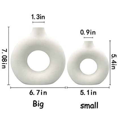 Ceramic Vases Set of 2,Modern Vases for Home Decor, White Boho Style for Living Room Kitchen Mantle Bedroom Dining Table Office Farmhouse Decorative Design