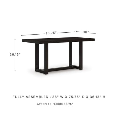 Signature Design by Ashley Neymorton Modern Counter Height Dining Table with Trestle Base, Thick Top Profile, Mango Veneer, Dark Brown Finish, Seats 4
