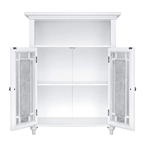 Windsor 26.5 in. x 34.02 in. 2-Door Freestanding Wooden Floor Cabinet with Adjustable Shelves for Storage Solutions in Bathrooms, Kitchens, Laundry Rooms, Home Offices, White