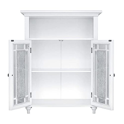 Windsor 26.5 in. x 34.02 in. 2-Door Freestanding Wooden Floor Cabinet with Adjustable Shelves for Storage Solutions in Bathrooms, Kitchens, Laundry Rooms, Home Offices, White