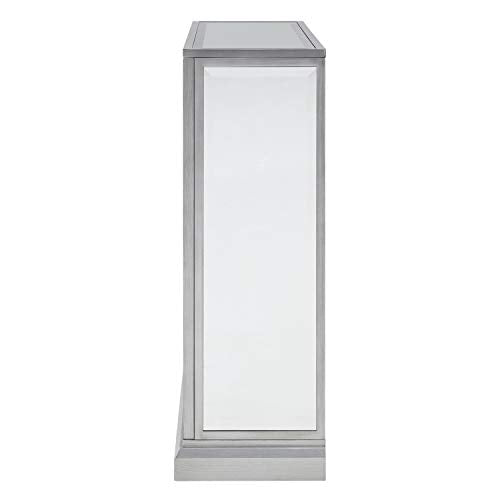 Trandling Mirrored Touch Screen Electric Fireplace with Faux Marble - Transitional Design, Grey Glass and Wood - Ideal for Living Room, Bedroom (FR1027359)