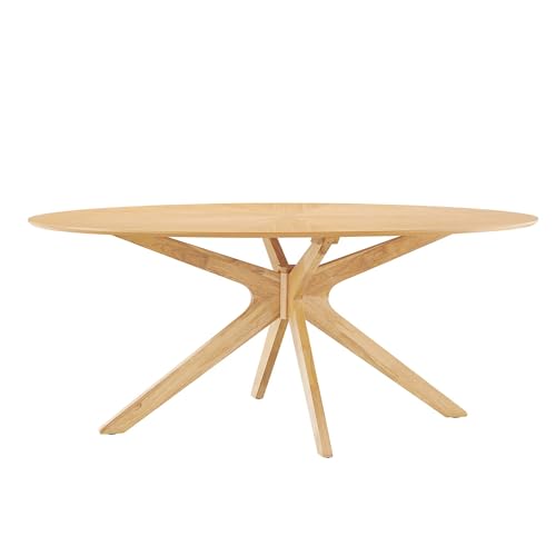 Crossroads 71Inch Oval Dining Table Solid Wood Oak Finish Modern Kitchen Room Entertaining Home Furniture Quality Stylish Elegant Durable Refined Versatile Contemporary