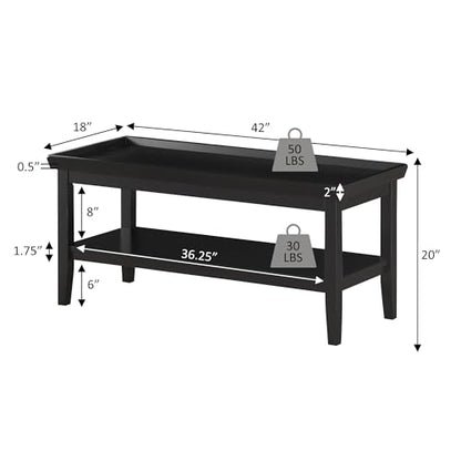 Ledgewood Coffee Table 42" - Modern Center Room Accent with Storage Shelf for Transitional, Traditional Living & Family Room, Driftwood/White