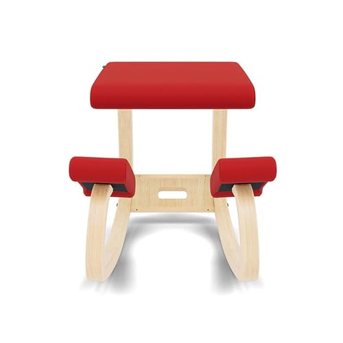 Variable, The Original Kneeling Chair, Ergonomic Chair, Natural/Red, 10 Year Warranty, Design by Peter Opsvik
