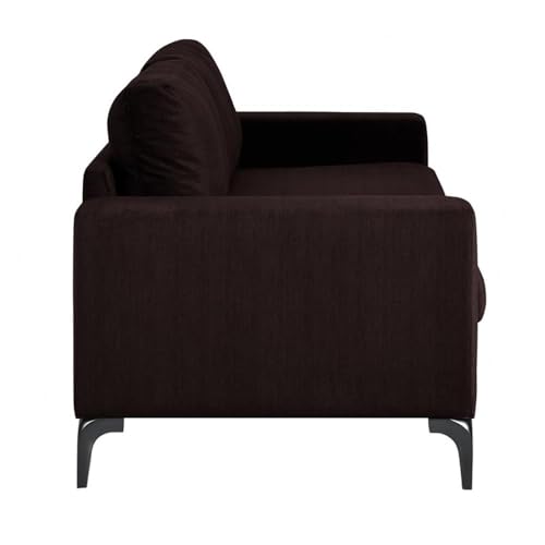 Tommy Hilfiger Austin Upholstered Sofa, Contemporary Square Arms Living Room Couch for Small Space, Plush Cushions, Wooden Frame and Legs, Chocolate Brown