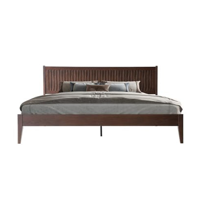 King Size Solid Wood Platform Bed Frame with Headboard & Footboard, view 6