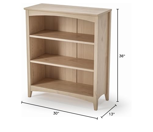Shaker Style 3 Shelf Bookcase/Solid Wood / 36" High/Adjustable Shelving/Closed, view 4