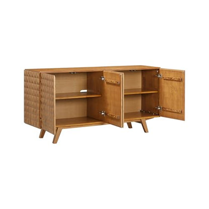 Sapa Mid-Century Modern Solid Wood Sideboard – 4-Door Accent Buffet Cabinet, view 6