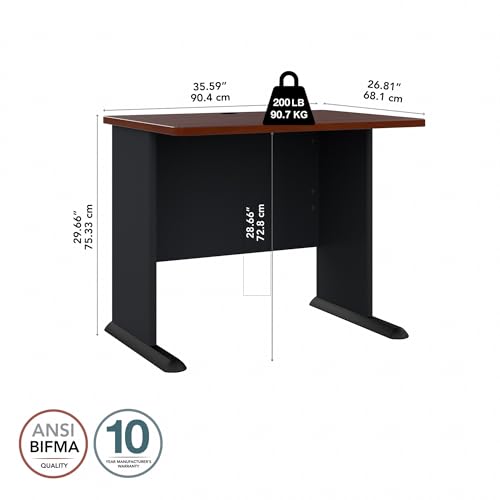 Bush Business Furniture Series A 36W Small Desk in Hansen Cherry and Galaxy, Compact Computer Table for Home or Professional Office