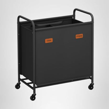 2-Section Laundry Sorter, with Wheels, Removable Bags, view 2