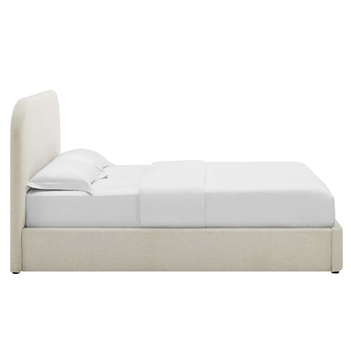 Keynote Modern Queen Bed Frame with Curve Shaped Headboard in Heathered Weave, view 7