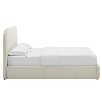 Keynote Modern Queen Bed Frame with Curve Shaped Headboard in Heathered Weave, view 7