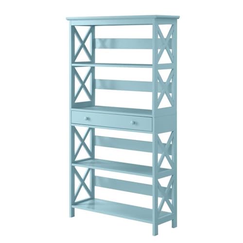 Oxford 5 Tier Bookcase with Drawer, Sea Foam
