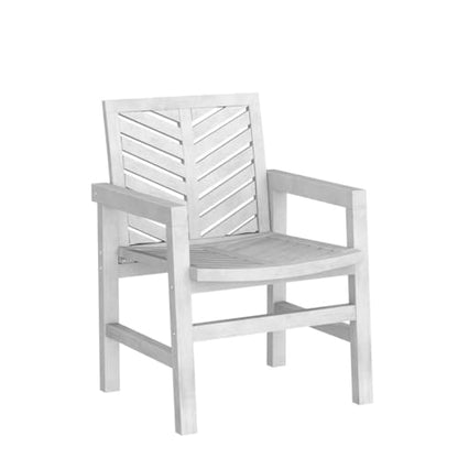 AZWC2VINWW Avalon Chevron Solid Acacia Wood Outdoor Chair, White Wash