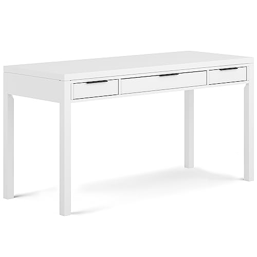 Hollander 60" Wide Solid Wood Writing Desk in White, view 2