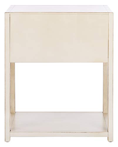SAFAVIEH Furniture - Sadie 1-Drawer Nightstand - Antique & White - Wood - Glam Gold Hardware Design - Ideal for Bedroom, 21"W x 17.2"D x 26"H - Fully Assembled (NST9201B)