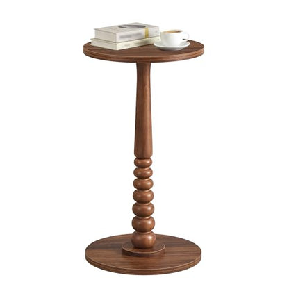 VASAGLE Round Side Table, Small Drink End Table, Solid Wood Leg | Accent Nightstand, Mid-Century Modern, for Living Room Bedroom, Chestnut Walnut, MARIEL Collection, ULET293KX01S