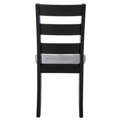 SAFAVIEH Home Collection - Silio Black Wood Ladder Back Dining Chair Set of 2, Classic Farmhouse Style Seating (DCH9213C-SET2)