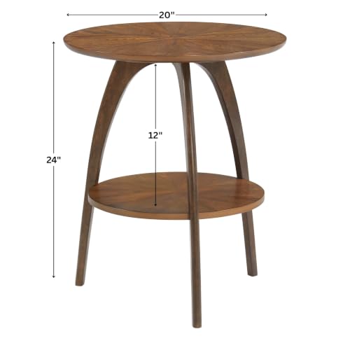 Retro Modern Solid Grain Side Table in Nutmeg and Espresso for Living Room, view 3