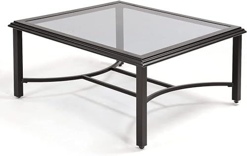 Outdoor Glass Coffee Table,Outdoor Furniture Coffee,Patio Garden Furniture Multi-Functional Tea Table with Tempered Glass Top, for Conversation-Square (Tea Table with Glass Top)