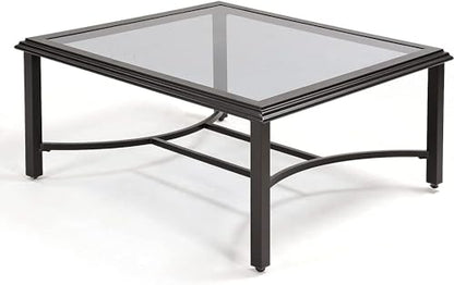 Outdoor Glass Coffee Table,Outdoor Furniture Coffee,Patio Garden Furniture Multi-Functional Tea Table with Tempered Glass Top, for Conversation-Square (Tea Table with Glass Top)