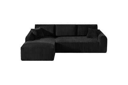 109-Inch L-Shaped Left Facing Boneless Corner Sofa 2 PCS Modular Sectional Cloud Sofa Couch with Chaise Lounge and Toss Pillow, Corduroy Boneless L-Shaped Couches