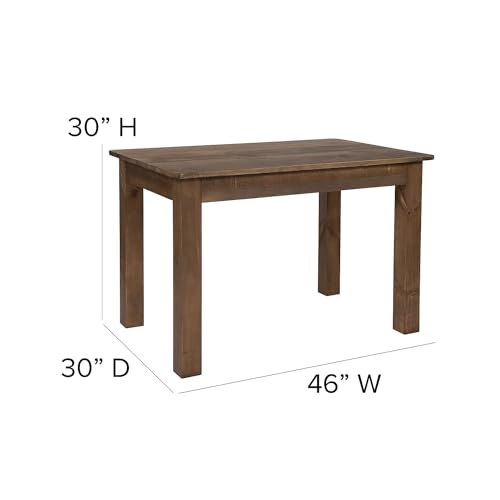 HERCULES 46" x 30" Rectangular Antique Rustic Solid Pine Farm Dining Table