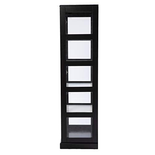 24 inches Long Burland Tall Curio Cabinet, Game Room with Open Concept Living Space Transitional Style, Black