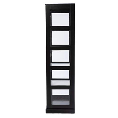 24 inches Long Burland Tall Curio Cabinet, Game Room with Open Concept Living Space Transitional Style, Black