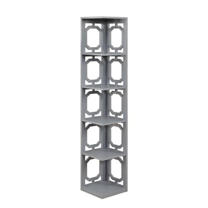 Omega 5 Tier Corner Bookcase, Gray