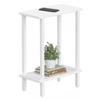 Small Side Table, Narrow End Table, Skinny Sofa Table, Slim Nightstand, Couch Table, Living Room, Bed Room, White TB01BW062