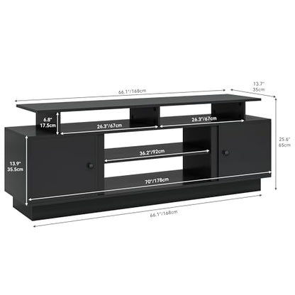 Modern TV Stand with LED Lights for up to 80 Inch TVs, Black, view 3
