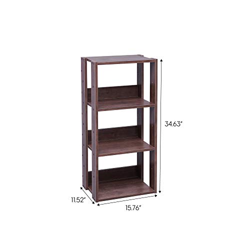3-Tier 16" Medium Open Wooden Bookshelf with Adjustable Shelves, Easy Assembly Bookcase Farmhouse Shelf for Small Spaces Bedroom Office Living Room Indoor, Brown