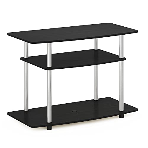 Turn-N-Tube No Tools 3-Tier Entertainment Center TV Stand for TV up to 32 Inch, Stainless Steel Tubes, Americano/Chrome