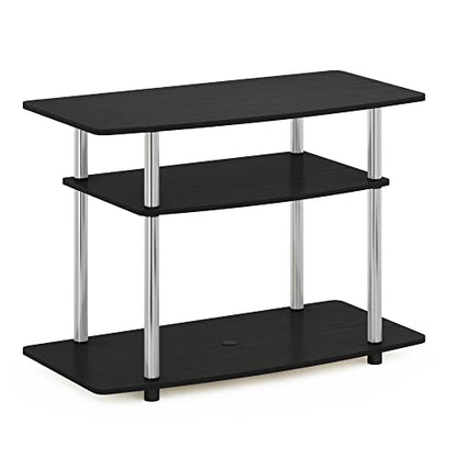 Turn-N-Tube No Tools 3-Tier Entertainment Center TV Stand for TV up to 32 Inch, Stainless Steel Tubes, Americano/Chrome