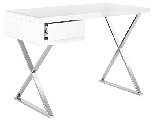Safavieh Home Collection Hanover Desk, White/Chrome