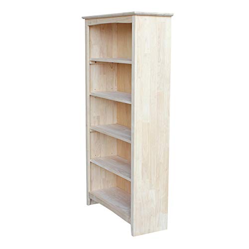 Solid Wood Bookcase 60" High Unfinished Parawood Shelves, view 2