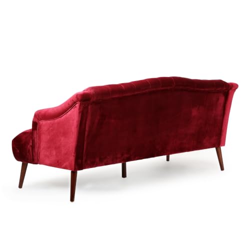 Minxi Velvet Sofa Couch, Home Sofa Living Room with Birch Wood Legs, view 8