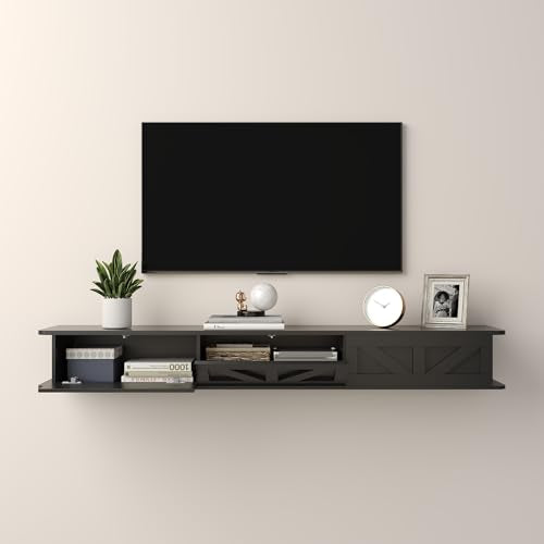 Black Floating TV Stand for 43 55 65 70 inch TV, view 7