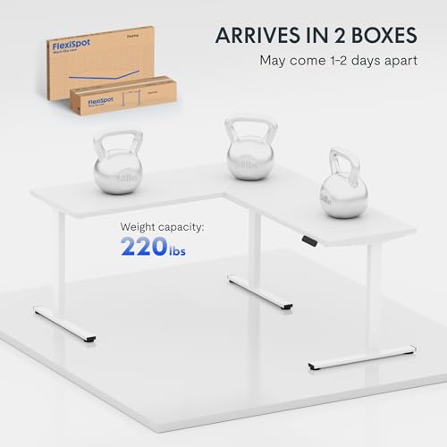 FLEXISPOT 63 x 48 Reversible L-Shaped Corner Standing Desk, White, view 7