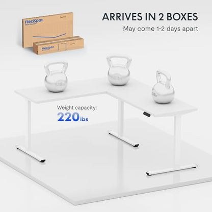 FLEXISPOT 63 x 48 Reversible L-Shaped Corner Standing Desk, White, view 7
