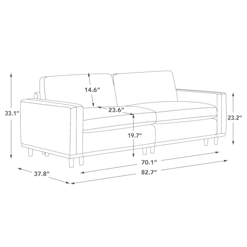 CHITA 83” Super Large Luxury Sectional Modular Sofa, Down Filled, Loveseat, Faux Leather in Camel