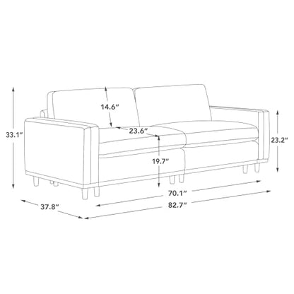 CHITA 83” Super Large Luxury Sectional Modular Sofa, Down Filled, Loveseat, Faux Leather in Camel