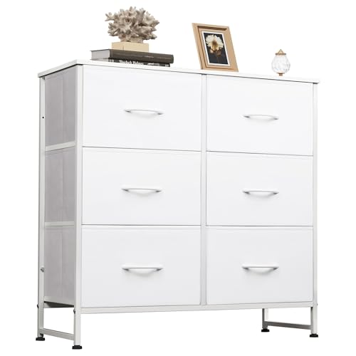 Dresser for Bedroom with 6 Drawers, White, view 2