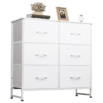 Dresser for Bedroom with 6 Drawers, White, view 2