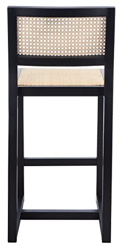 SAFAVIEH Home Collection Seika Black and Natural Rattan 25-inch Counter Stool