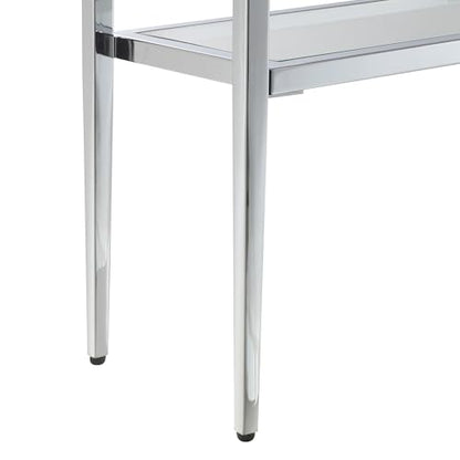 Nadia Chrome Entryway Table 31.5" - Contemporary Modern Sofa Console Table with Storage Shelf, Narrow Minimalist Hall Table for Living Room, Bedroom, Bathroom, Glass/Chrome